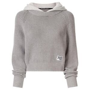 Alexander Wang Utility Layered Style Hoodie Sweater Pullover In Grey M $425